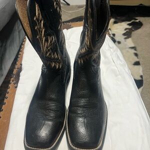 Ariat blac Leather qualifier Cowboy Boots